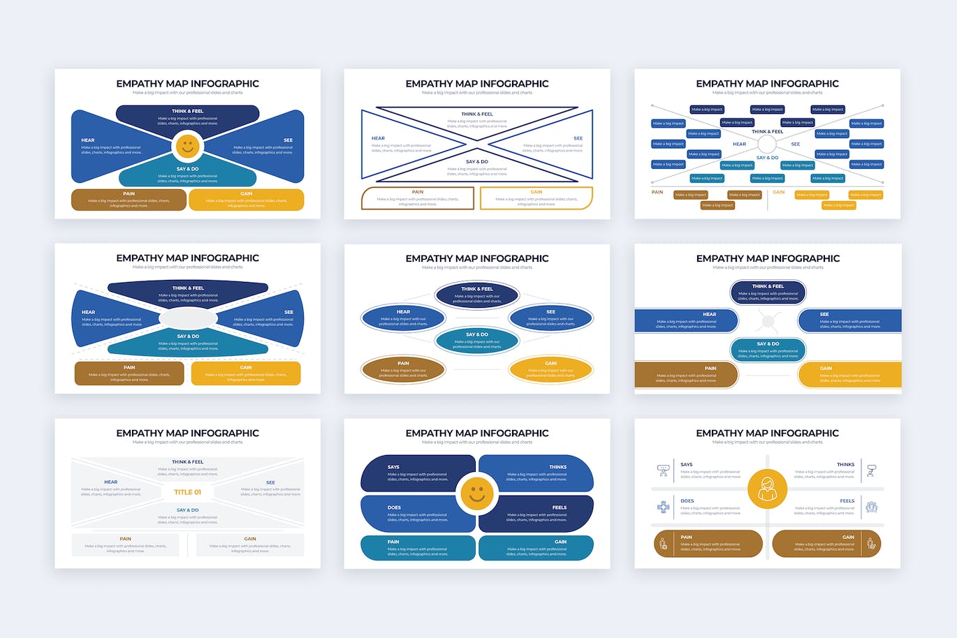 商业同理心图信息图表矢量模板 Business Empathy Map Illustrator Infographics 幻灯图表 第3张