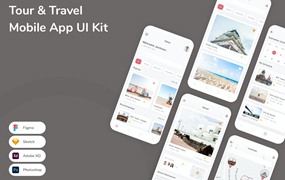 旅游和旅行App应用程序UI设计模板套件 Tour & Travel Mobile App UI Kit