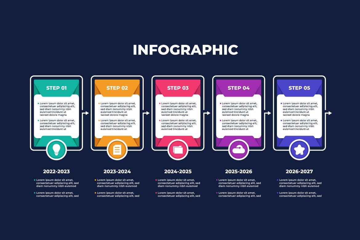 年度时间线步骤业务信息图表 Year Timeline Steps Business Infographic APP UI 第2张