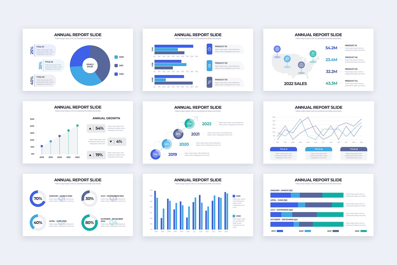 年度报告信息图表矢量模板 Business Annual Report Illustrator Infographics 幻灯图表 第2张