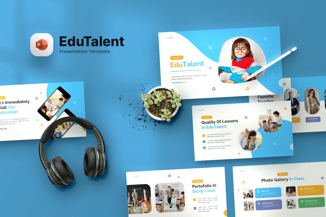 儿童教育课程PPT模板 EduTalent – Children Education Powerpoint Template 幻灯图表 第1张