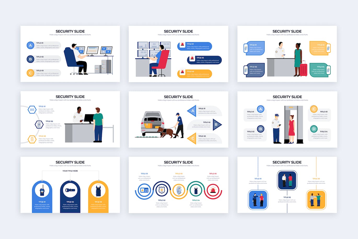 安全服务信息图表矢量模板 Business Security Slides Illustrator Infographics 幻灯图表 第3张