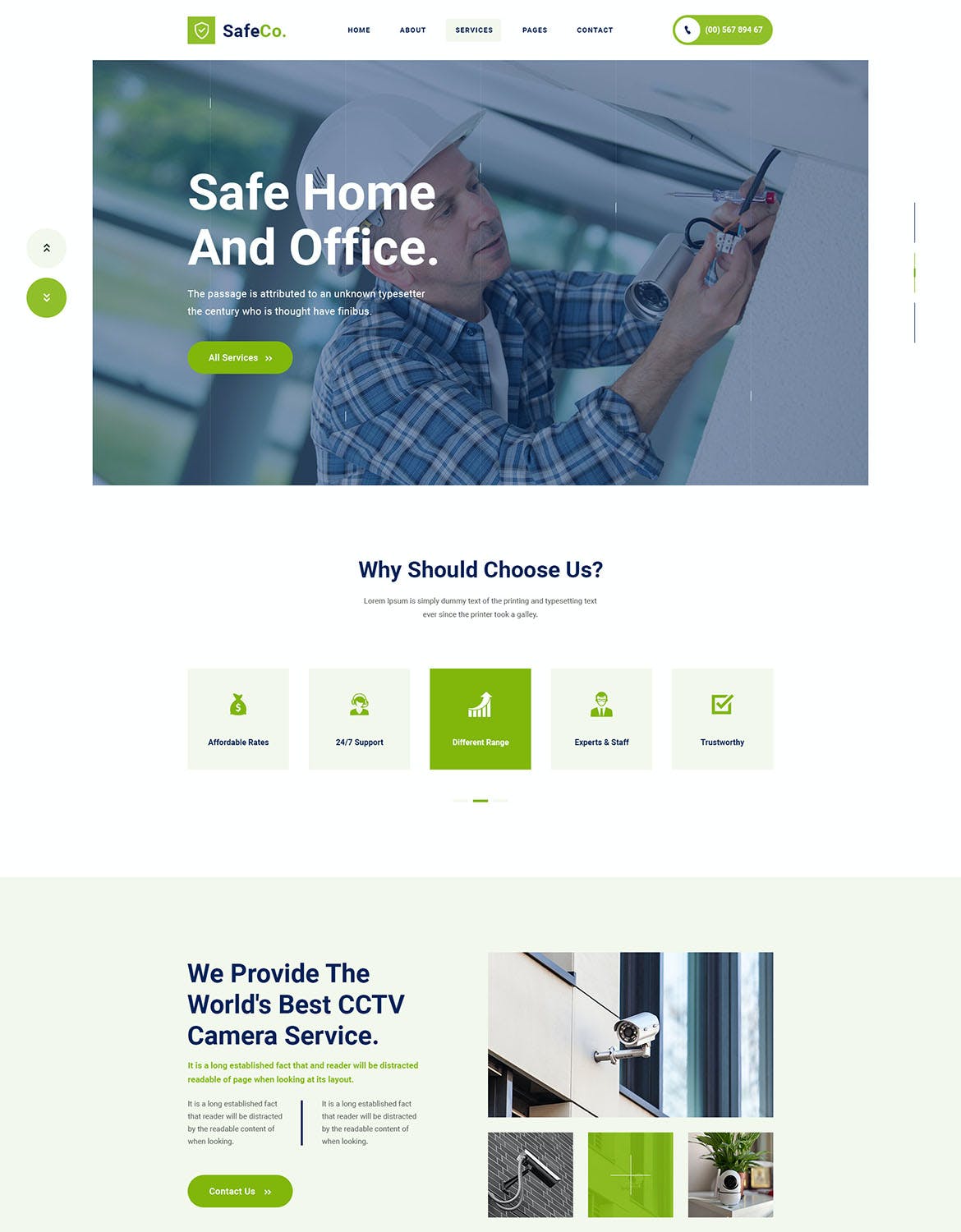 监控安全服务机构网站设计PSD模板 SafeCo – CCTV Security Service Agency PSD Template APP UI 第2张