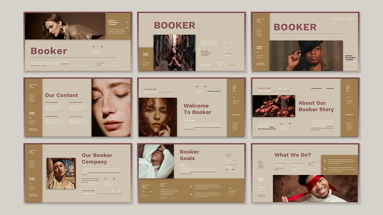 时尚作品集PPT设计模板 Booker – Business Presentation PowerPoint Template 幻灯图表 第5张