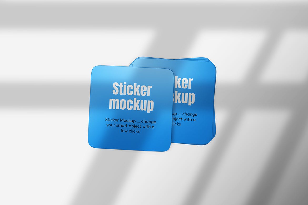 方形胶粘便利贴贴纸设计样机 Square Sticker Mockups 样机素材 第2张