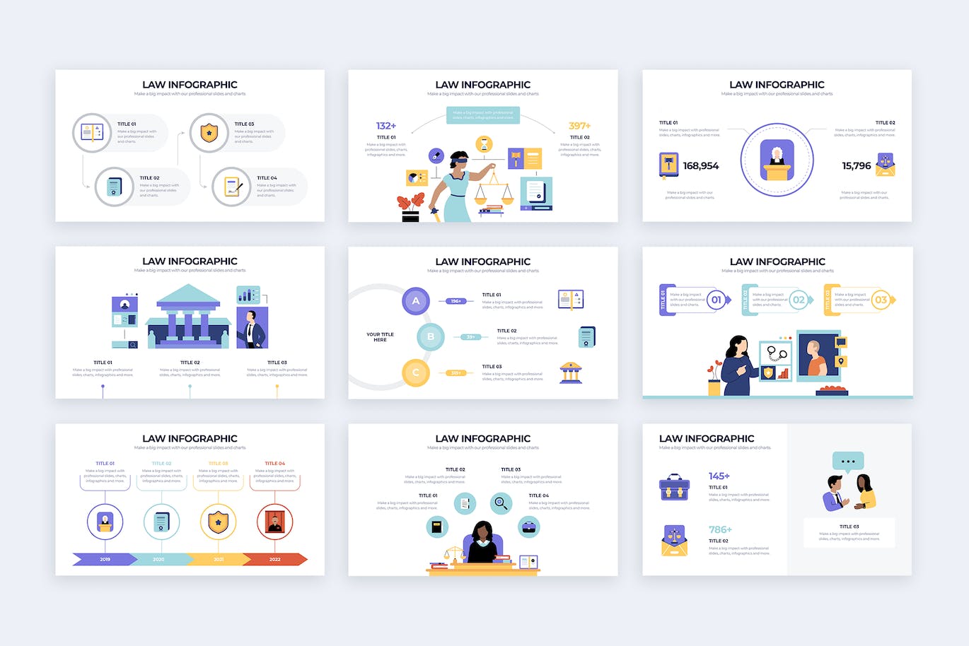 法律主题信息图表矢量模板 Business Law Illustrator Infographics 幻灯图表 第3张