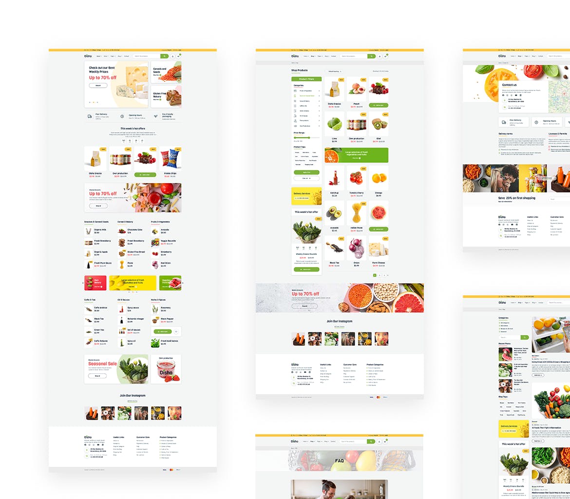 现代杂货店网站模板 Grocery Store Template APP UI 第3张