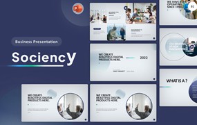 蓝色现代多用途Powerpoint模板下载 Sociency Blue Modern Multipurpose PowerPoint