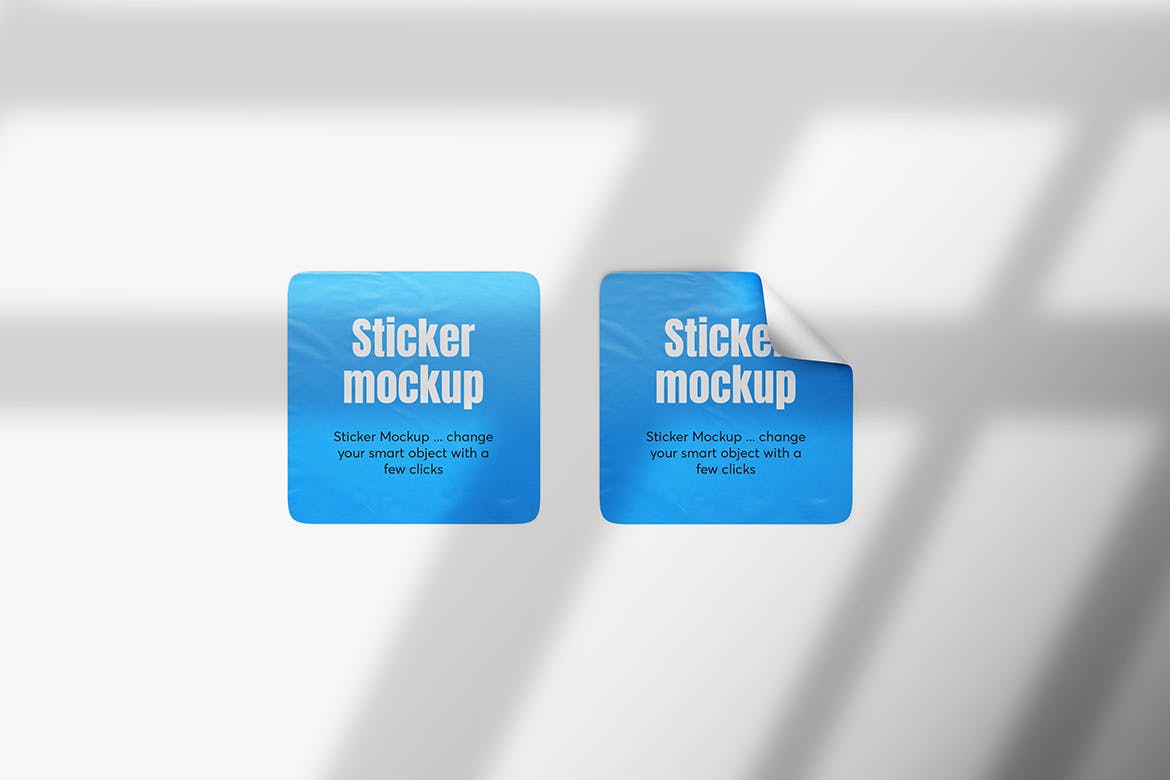 方形胶粘便利贴贴纸设计样机 Square Sticker Mockups 样机素材 第4张