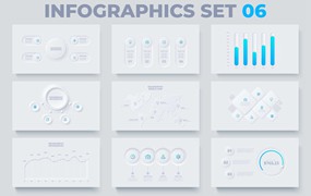 拟物化设计风格信息图表元素 Neumorphic Infographic Elements