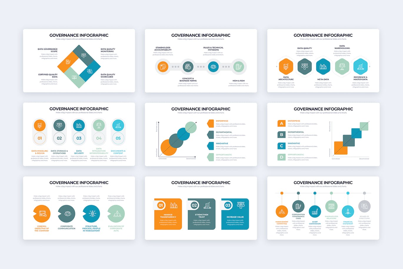 商业管理信息图表矢量模板 Business Governance Illustrator Infographics 幻灯图表 第4张