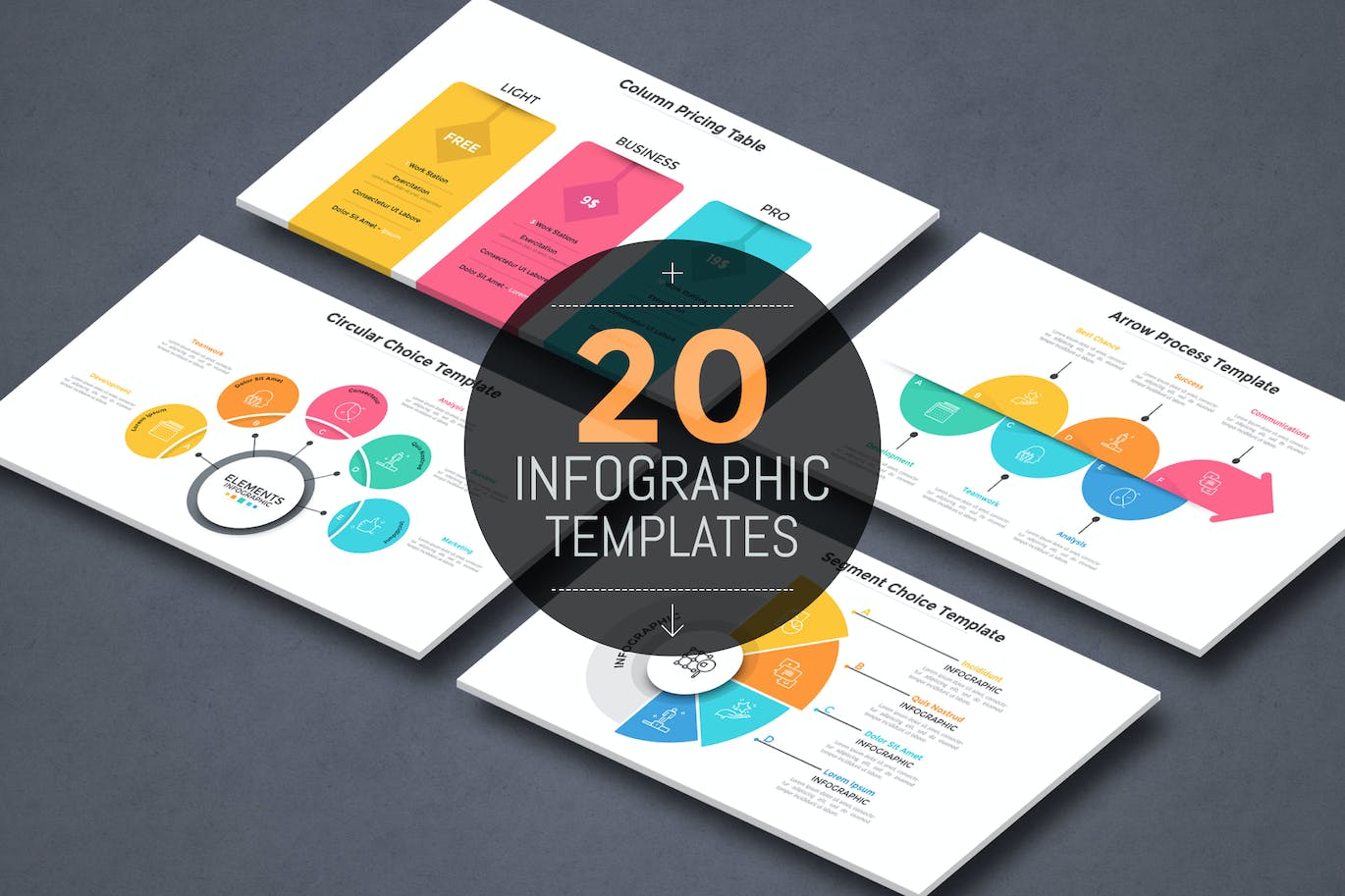 彩纸风格现代信息图表设计模板 20 Infographic Templates v.11 幻灯图表 第1张