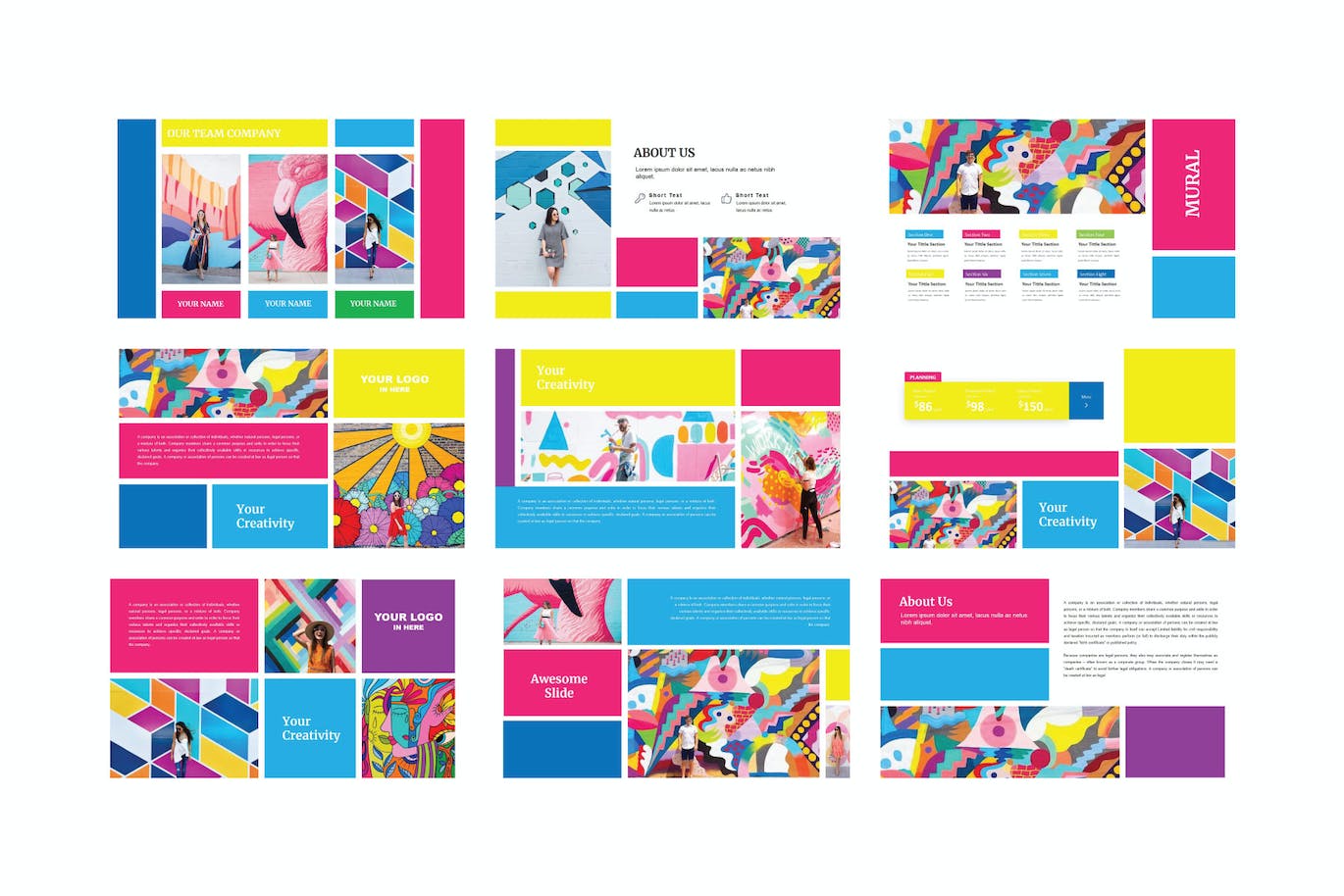 多彩艺术作品集演示PPT模板 Mural – PowerPoint Template 幻灯图表 第8张