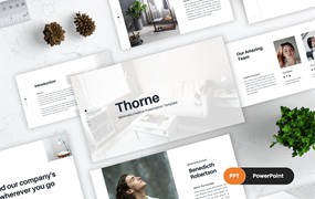 极简作品展示PowerPoint演示文稿模板 Thorne – Minimal PowerPoint Template