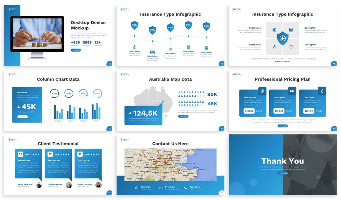 安全保险幻灯片演示PPT模板 Reguard – Insurance Powerpoint Template 幻灯图表 第2张