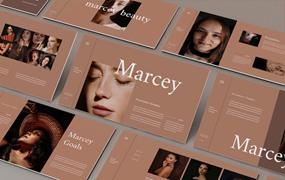 咖啡色美容品牌PPT设计模板 Marcey – Business Presentation PowerPoint Template