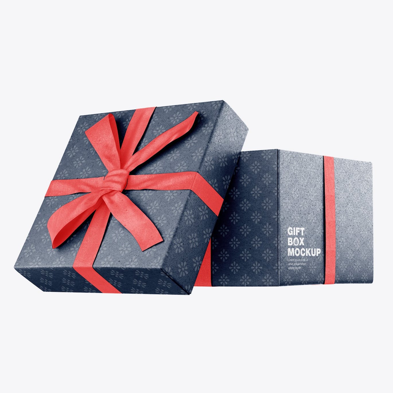 光泽蝴蝶结礼品盒设计样机 Set Glossy Gift Box Mockup 样机素材 第13张