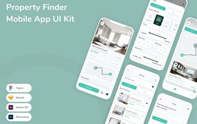 物业房屋搜索App应用程序UI设计模板套件 Property Finder Mobile App UI Kit