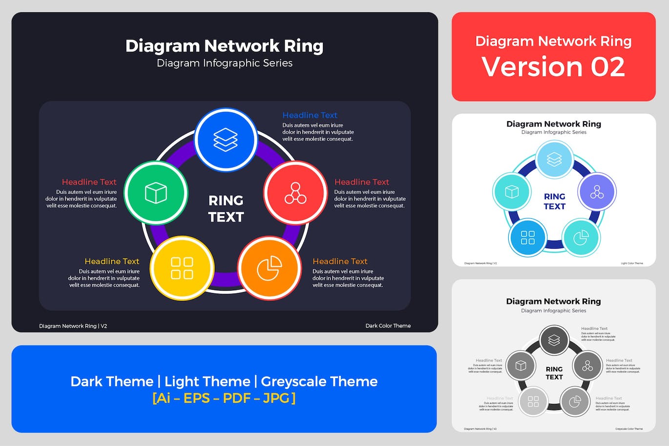 圆形圆环图表矢量素材v2 Diagram Network Ring V2 幻灯图表 第1张