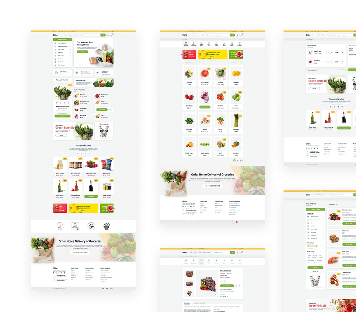 现代杂货店网站模板 Grocery Store Template APP UI 第2张