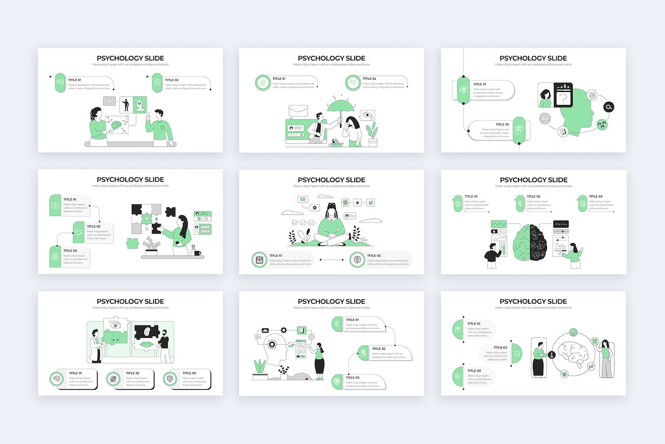 医学心理学信息图表矢量模板 Medical Psychology Slides Illustrator Infographics 幻灯图表 第2张