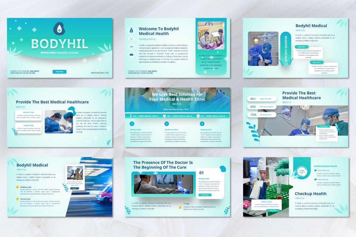 医院医疗PPT幻灯片设计模板 Bodyhil – Medical Powerpoint Template 幻灯图表 第4张