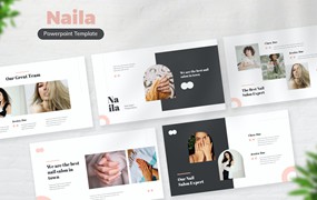 美甲沙龙美容护理PPT设计模板 Naila Nail Salon Powerpoint