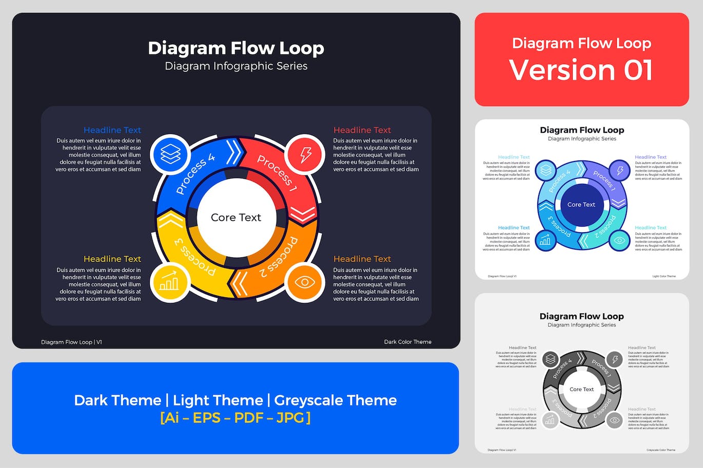 圆环流程图表矢量素材v1 Diagram Flow Loop V1 幻灯图表 第1张