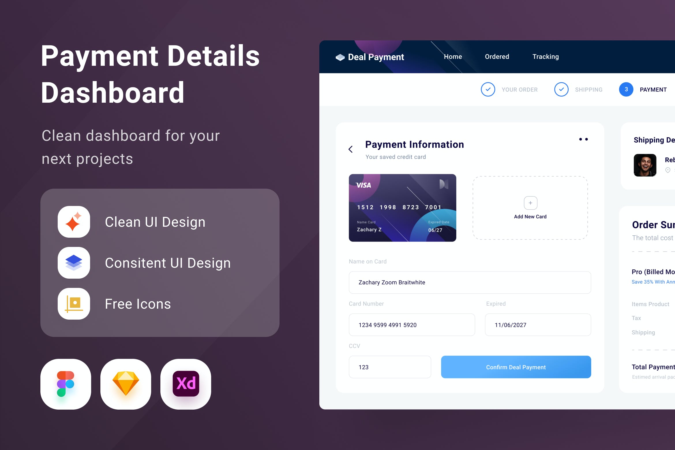 付款详细信息仪表盘UI设计模板 Paymentt Details Dashboard APP UI 第1张