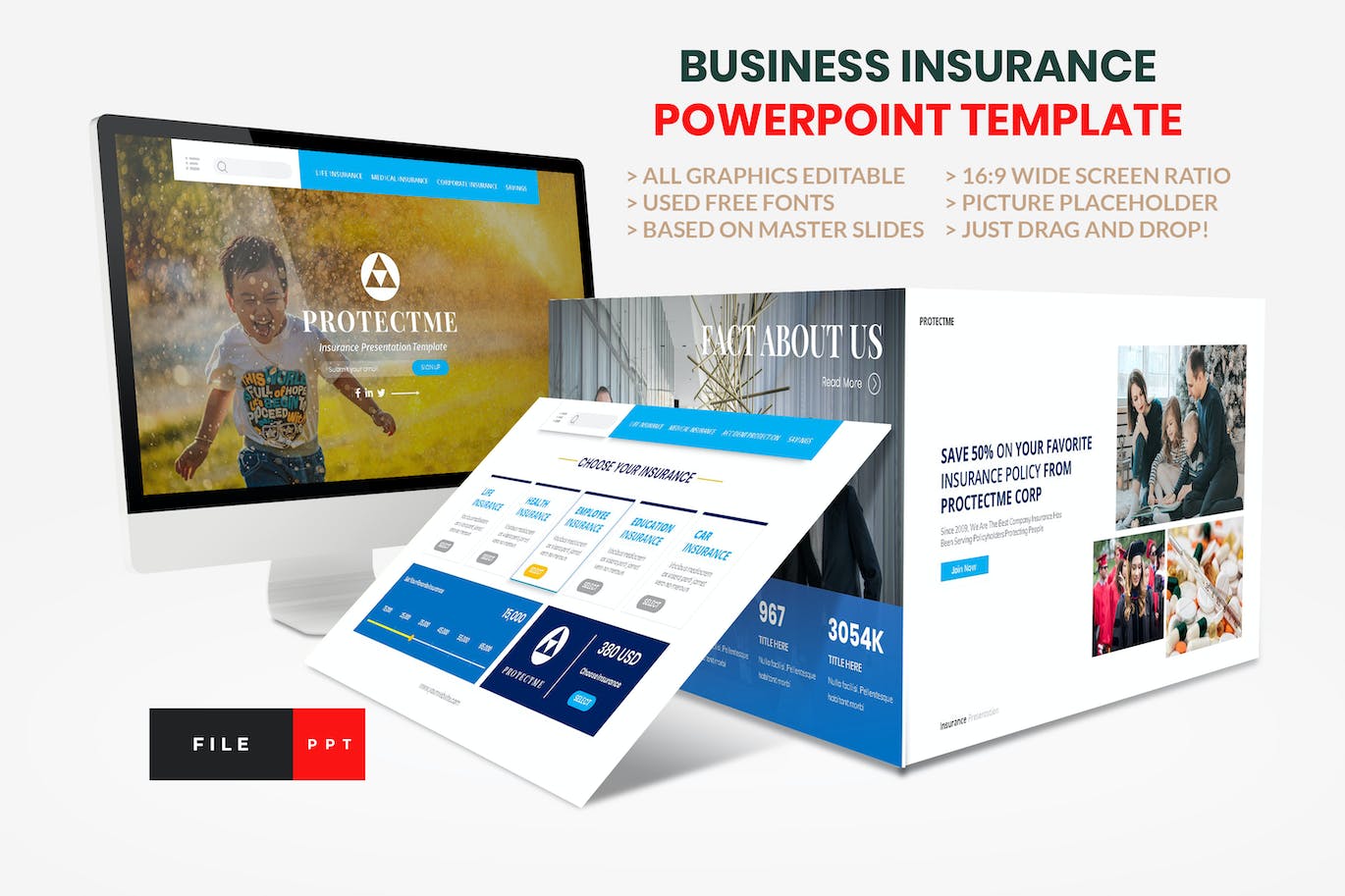 保险业务顾问Powerpoint幻灯片模板 Insurance – Business Consultant PowerPoint Templat 幻灯图表 第1张