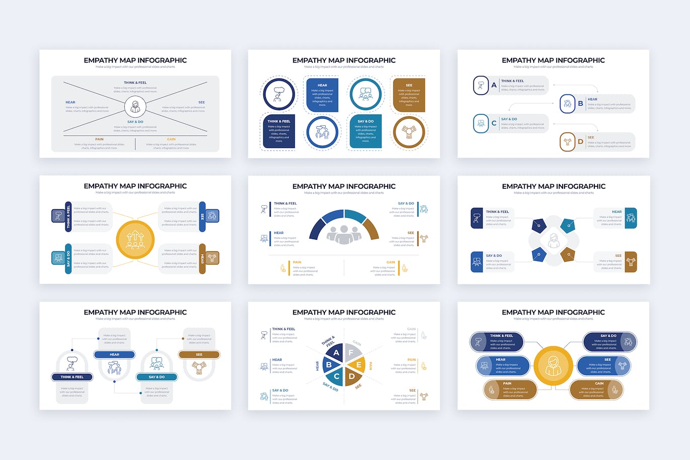 商业同理心图信息图表矢量模板 Business Empathy Map Illustrator Infographics 幻灯图表 第2张