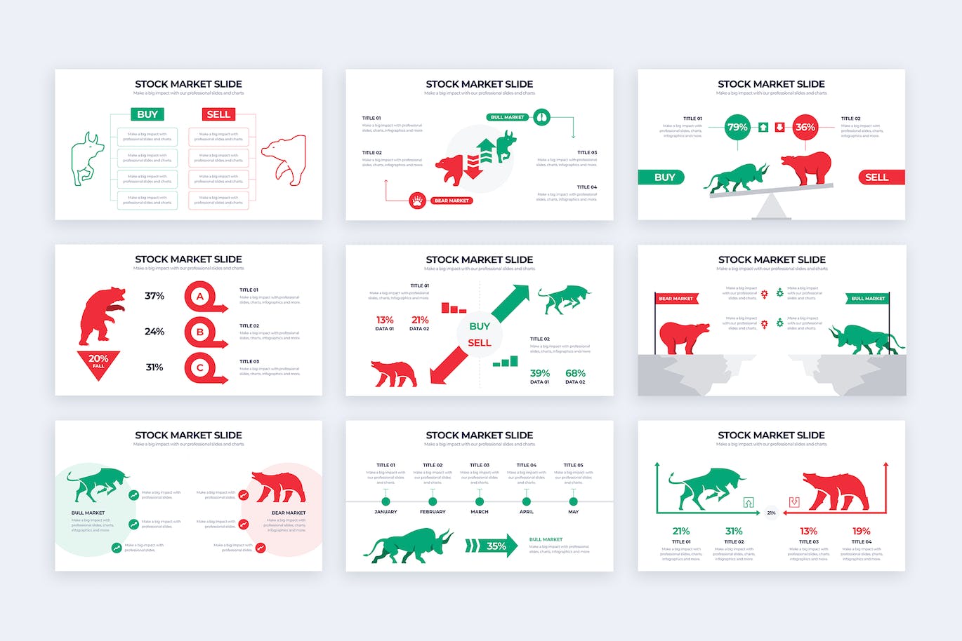 股票市场信息图表矢量模板 Business Stock Market Illustrator Infographics 幻灯图表 第2张