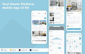 房地产平台App应用程序UI设计模板套件 Real Estate Platform Mobile App UI Kit