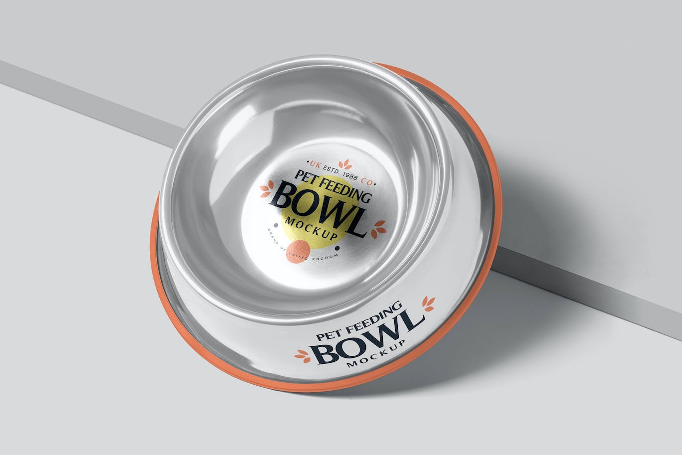 不锈钢宠物狗碗设计样机 Steel Dog Bowl Mockups 样机素材 第1张