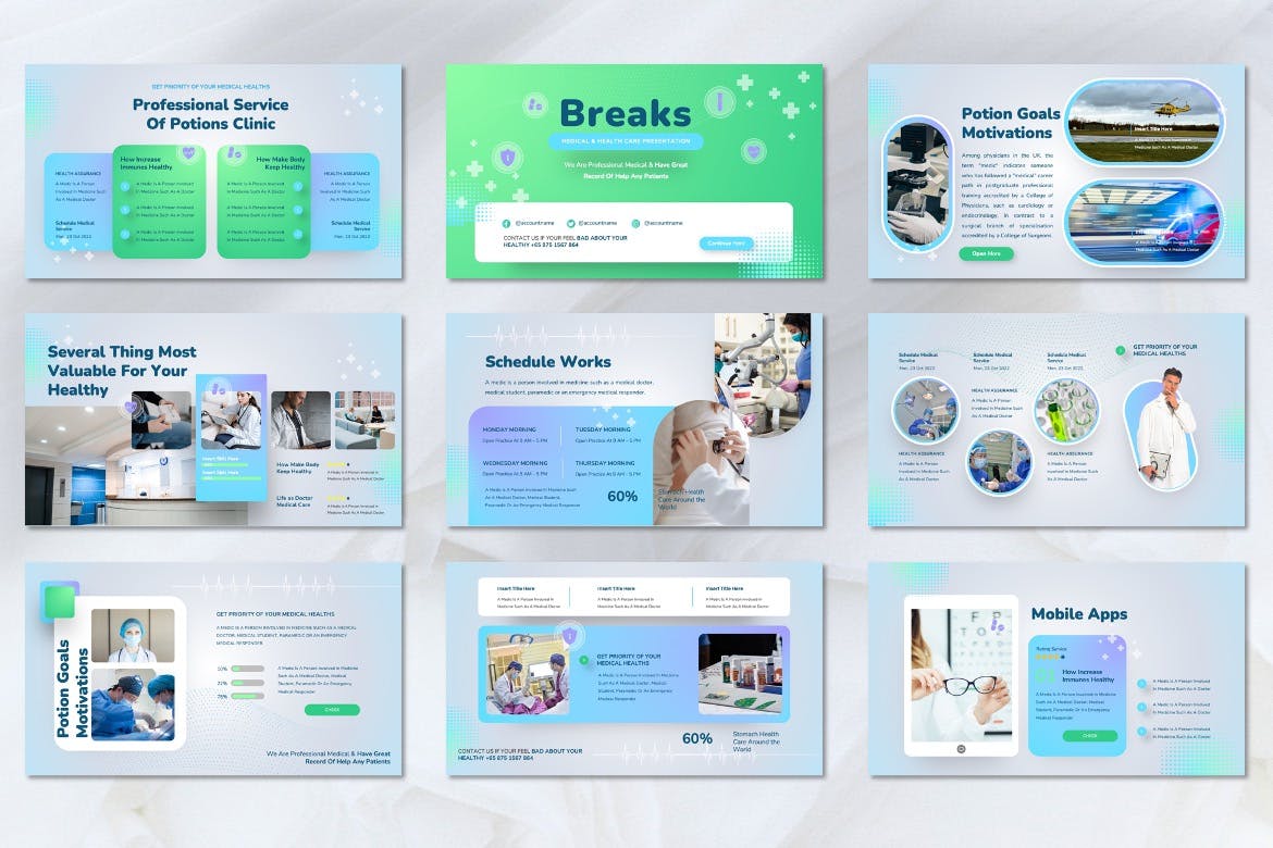 医疗保健PPT演示幻灯片模板 Potions – Medical & Healthcare Powerpoint Template 幻灯图表 第6张