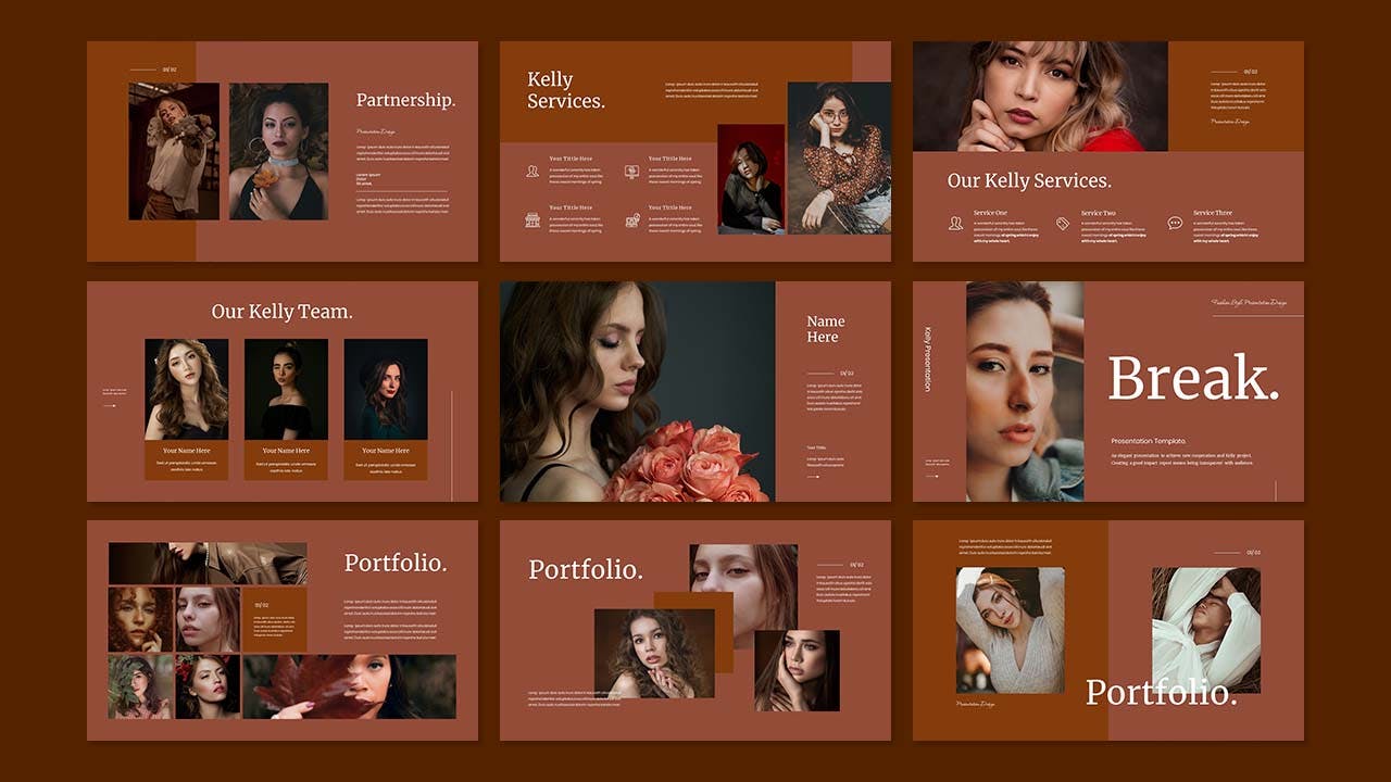 时装展示PPT模板 Kelly – Fashion Presentation PowerPoint Template 幻灯图表 第4张