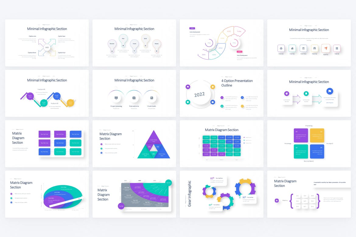 矩阵图和信息图表PPT创意模板 Matrix & Minimal Infographic PowerPoint Template 幻灯图表 第3张