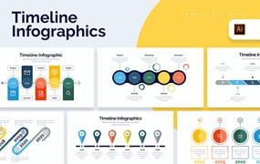 时间线/轴信息图表设计AI矢量模板 Business Timeline Illustrator Infographics