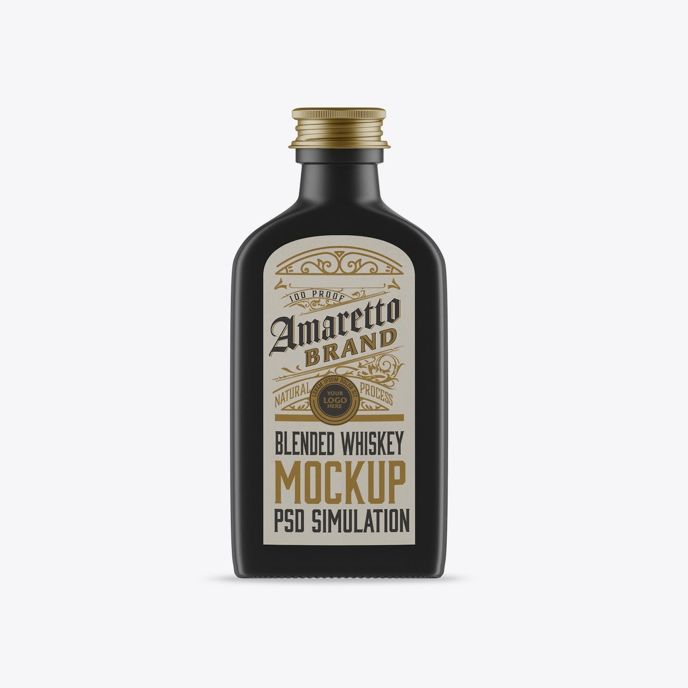 扁平威士忌玻璃瓶设计样机 Flat Whiskey Glass Bottle Mockup 样机素材 第7张