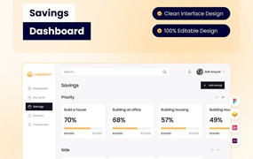 理财省钱界面仪表盘UI设计模板 Savings Dashboard