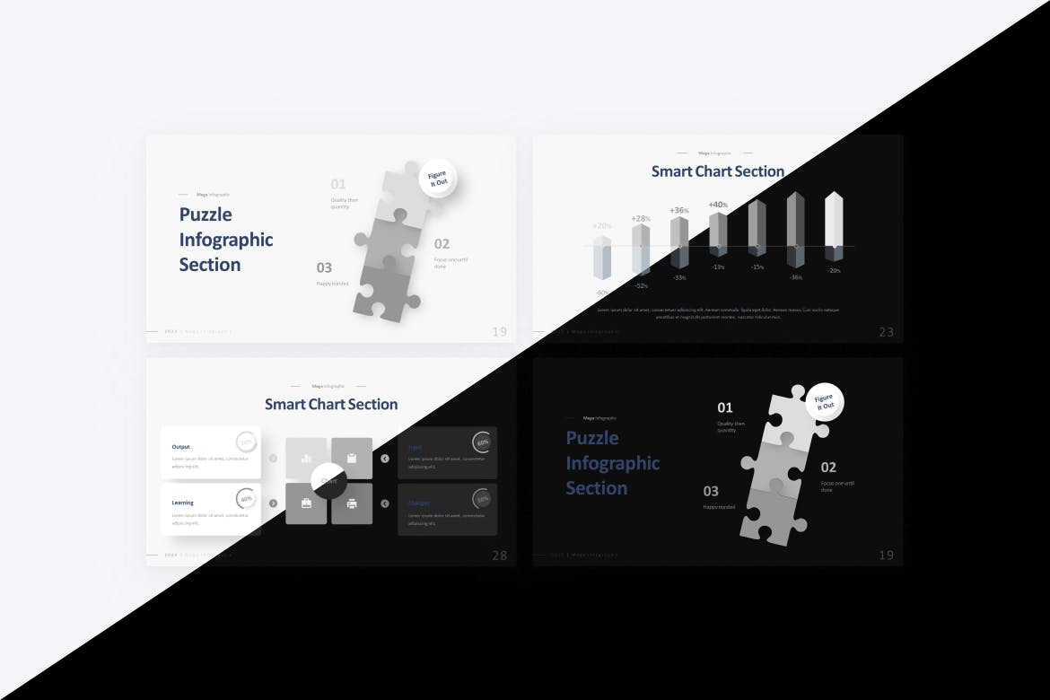 拼图和信息图表PPT模板下载 Puzzle & Chart Infographic PowerPoint Template 幻灯图表 第4张