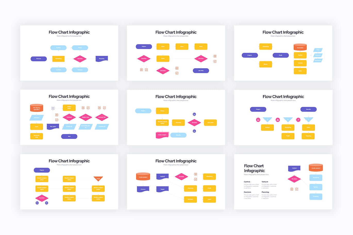 业务流程图信息图表设计AI矢量模板 Business Flow Chart Illustrator Infographics 幻灯图表 第3张