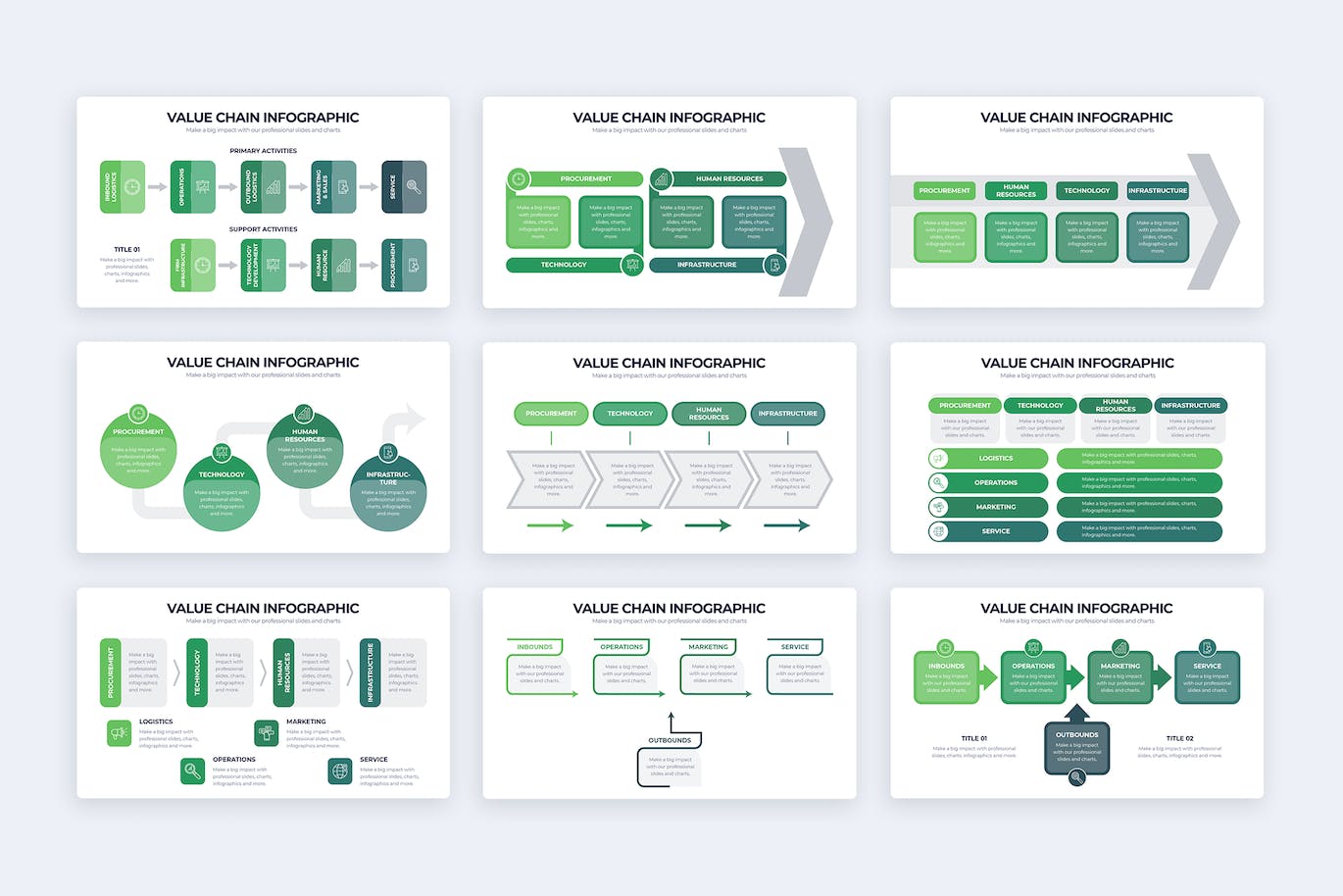 价值链条信息图表矢量模板 Business Value Chain Illustrator Infographics 幻灯图表 第3张