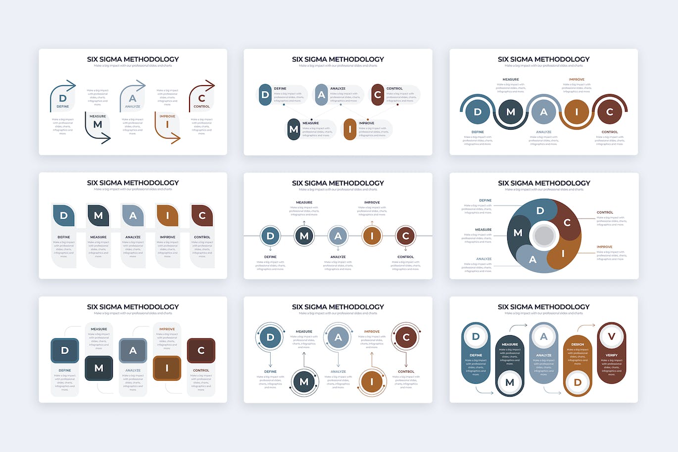 六西格玛方法信息图表矢量模板 Six Sigma Methodology Illustrator Infographics 幻灯图表 第3张