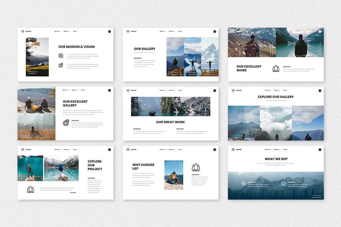 旅行推广PPT幻灯片模板 Amator – Adventure PowerPoint Template 幻灯图表 第5张