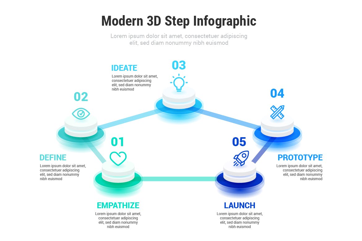 现代3D步骤信息图表设计模板 Modern 3D Step Infographic 幻灯图表 第2张