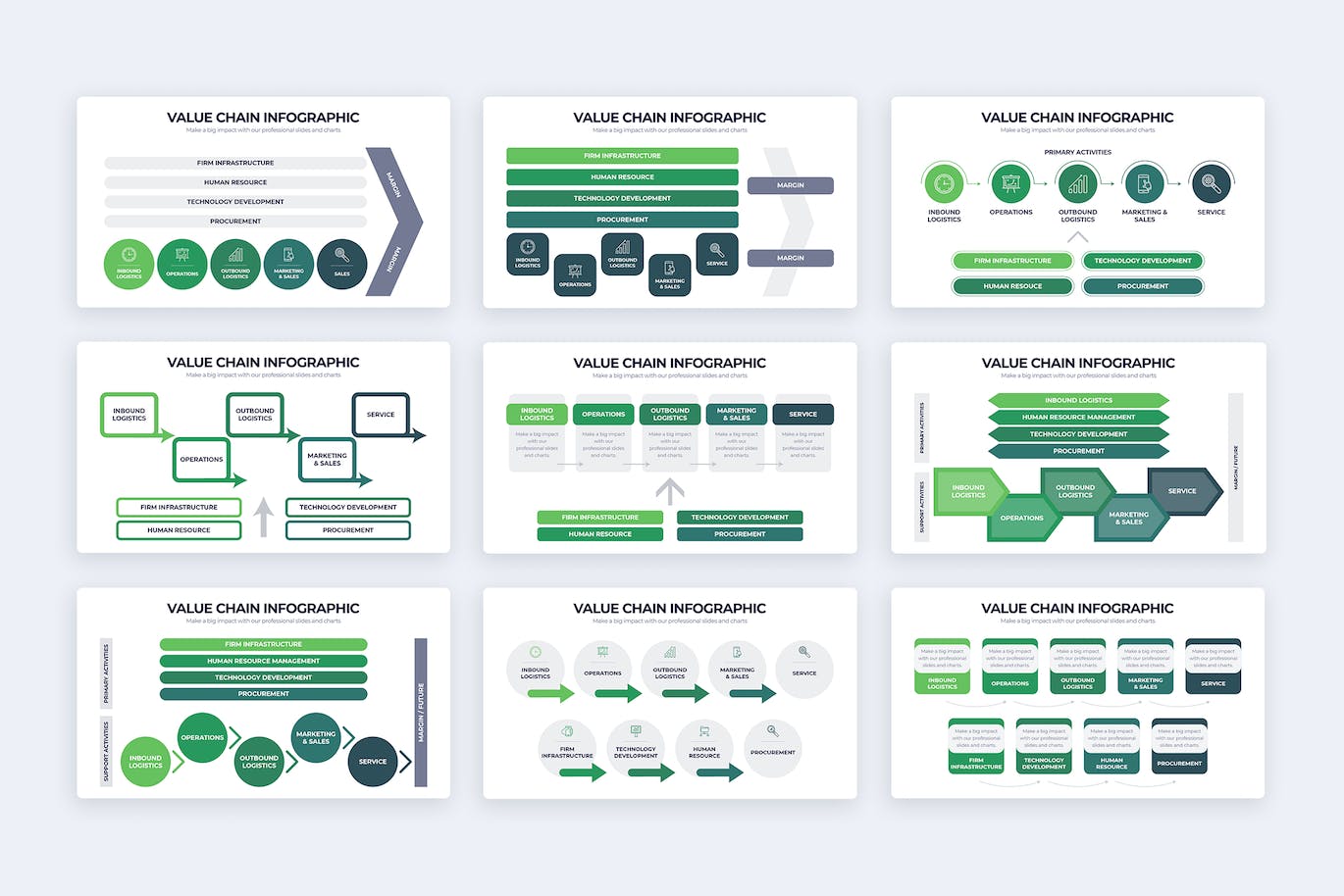 价值链条信息图表矢量模板 Business Value Chain Illustrator Infographics 幻灯图表 第2张