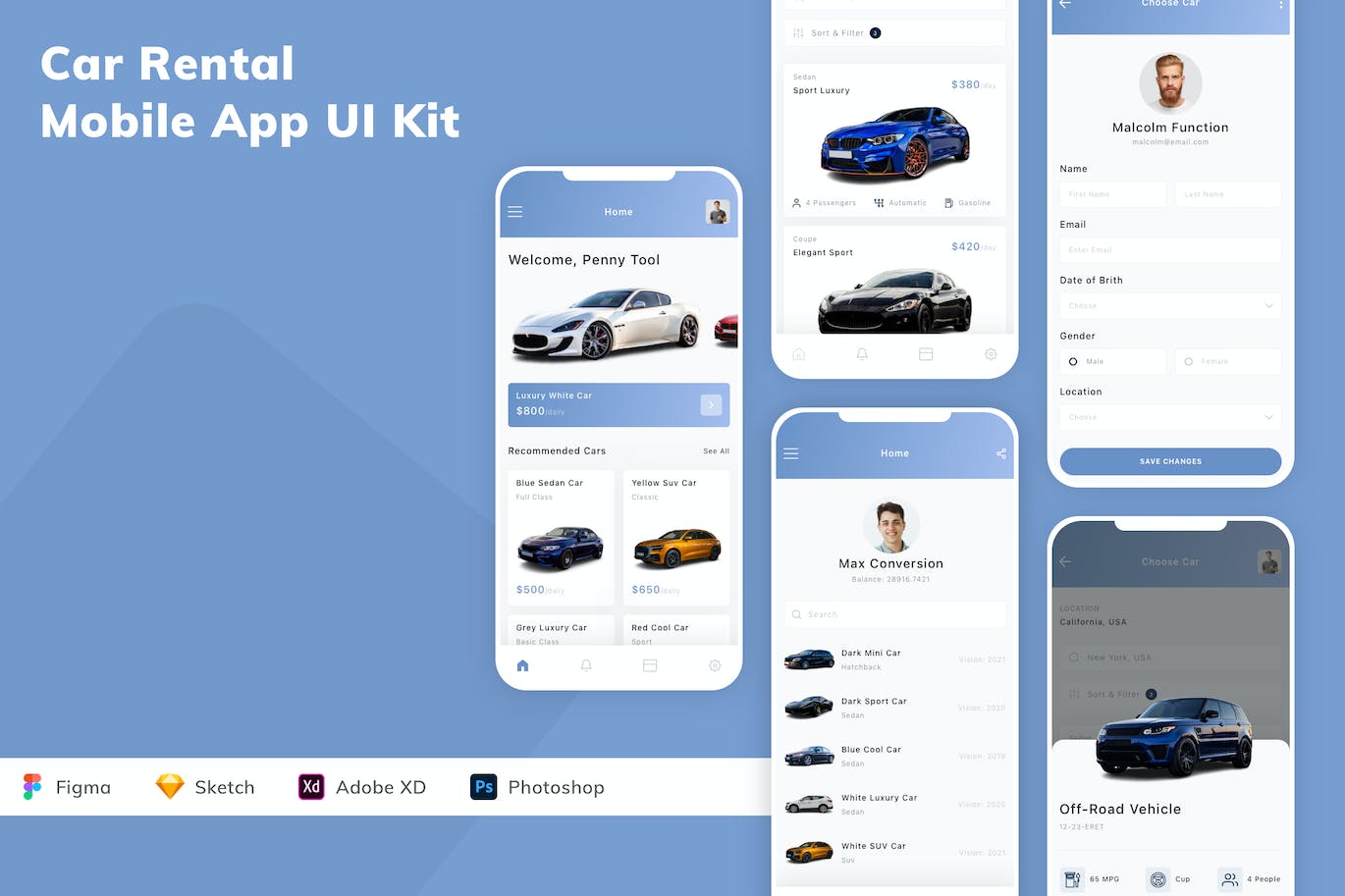 汽车租赁App应用程序UI设计模板套件 Car Rental Mobile App UI Kit APP UI 第1张