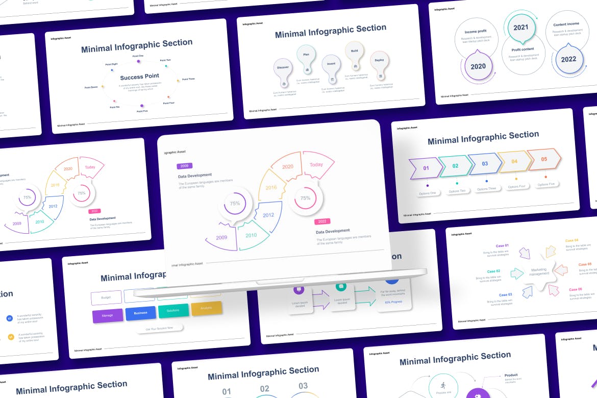 极简步骤流程信息图表素材 Minimal Infographic Asset Illustrator 幻灯图表 第3张