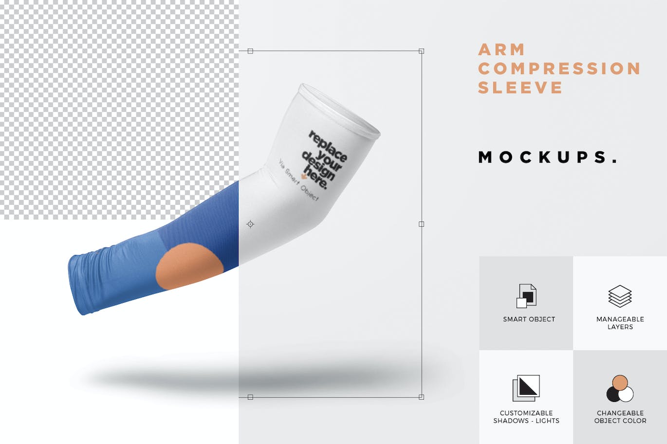 手臂防晒袖套设计样机 Arm Compression Sleeve Mockups 样机素材 第4张